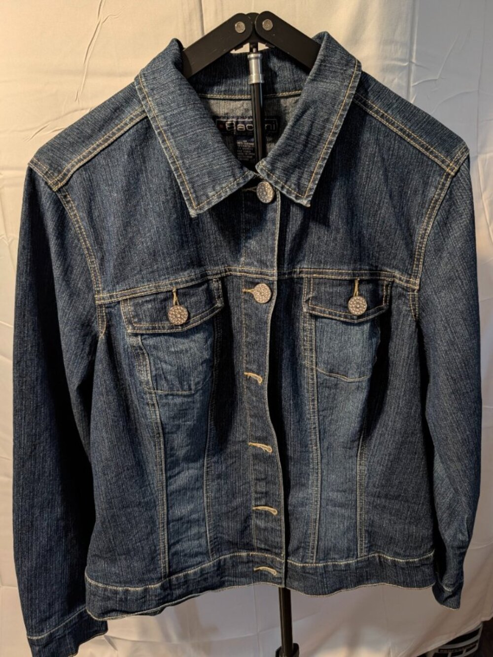 BACCINI 2X Women's Denim Jacket/Crystal Buttons Excellent